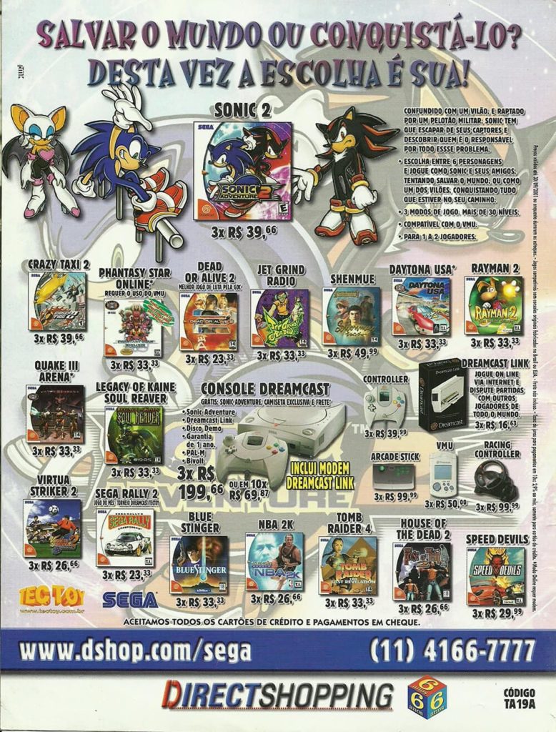 Propaganda antiga de videogame - Direct Shopping 2001