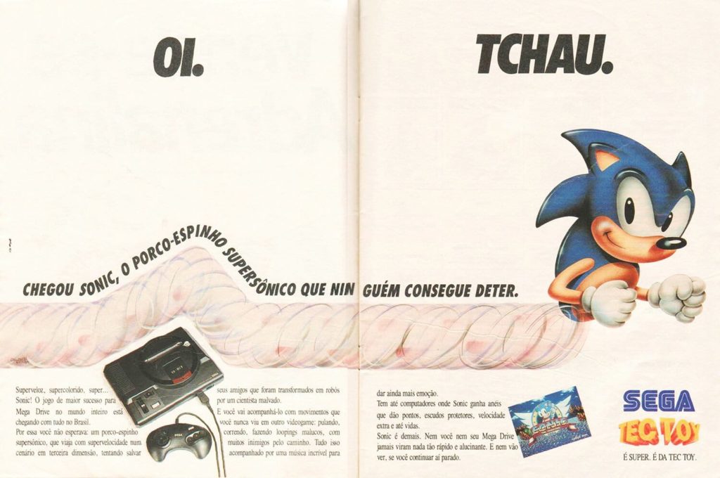 Propaganda antiga de videogame - Sonic - Ação Games 1991