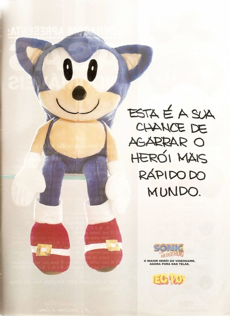 Propaganda antiga de videogame - Sonic pelúcia 1993