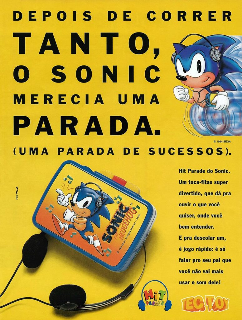 Propaganda antiga de videogame - Hit Parade do Sonic