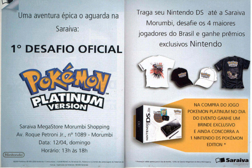 Propaganda 1º Desafio Oficial Pokémon Platinum Version (Saraiva) - NGamer Brasil 22 - 2009
