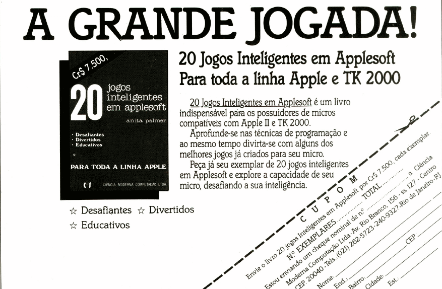 Propaganda 20 Jogos Inteligentes em Applesoft - Micro & Vídeo 10 - 1984