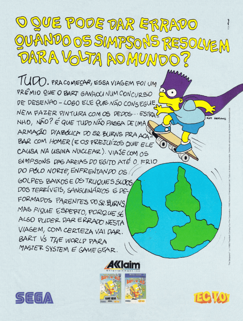 Propaganda Bart vs The World - Ação Games 50 - 1993