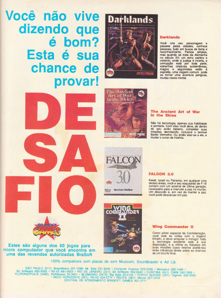 Propaganda Brasoft Games - Ação Games 23 - 1992