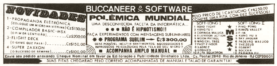 Propaganda Buccanner Software - MSX Micro 06 - 1986