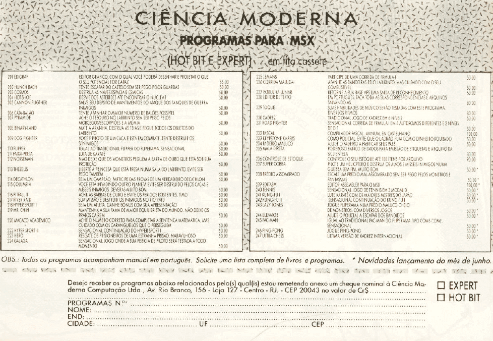 Propaganda Ciência Moderna - MSX Micro 04 - 1986