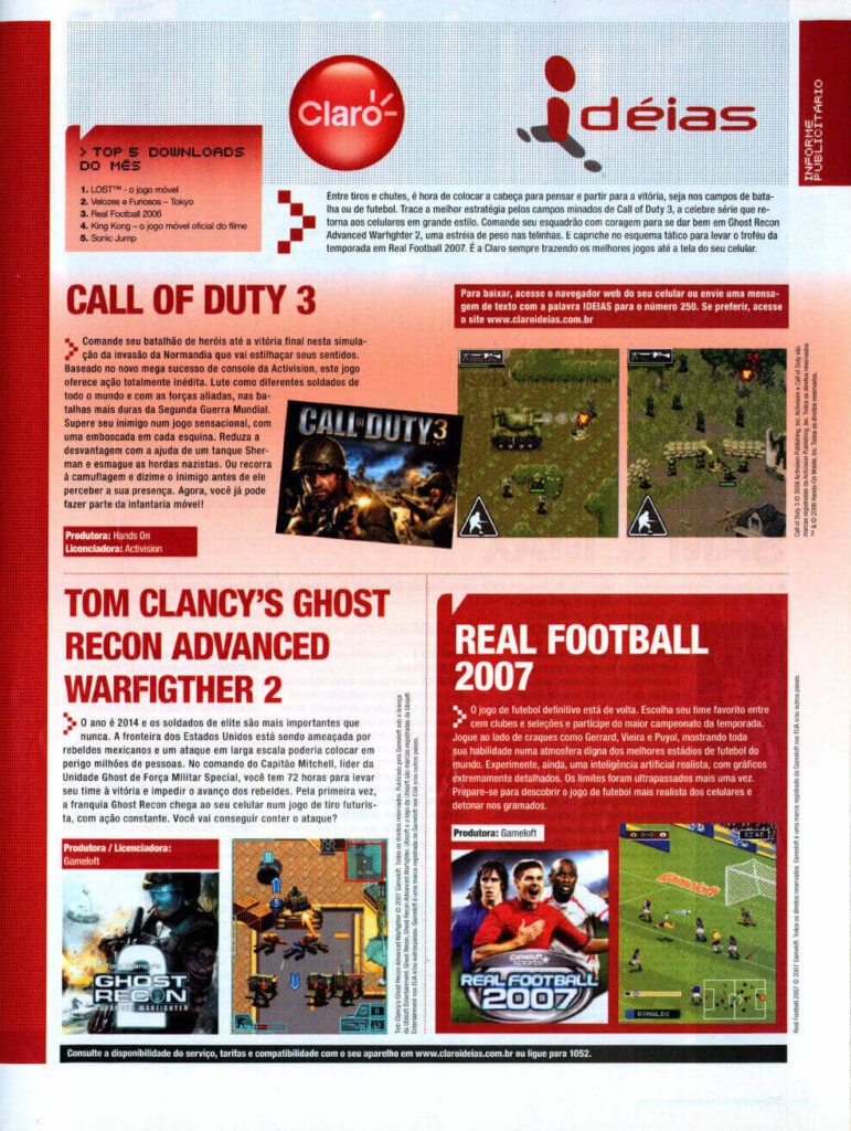 Propaganda Claro Idéias - EGM PC 15 - 2007
