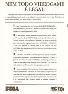Propaganda Comunicado TecToy - Ação Games 02 - 1991