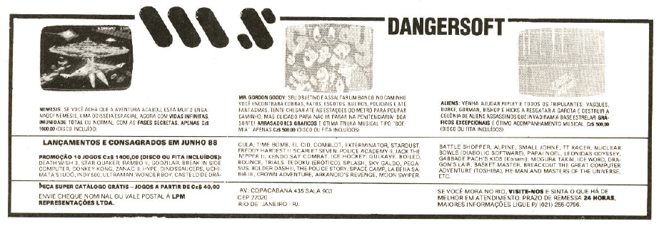 Propaganda Dangersoft - MSX Micro 16 - 1988