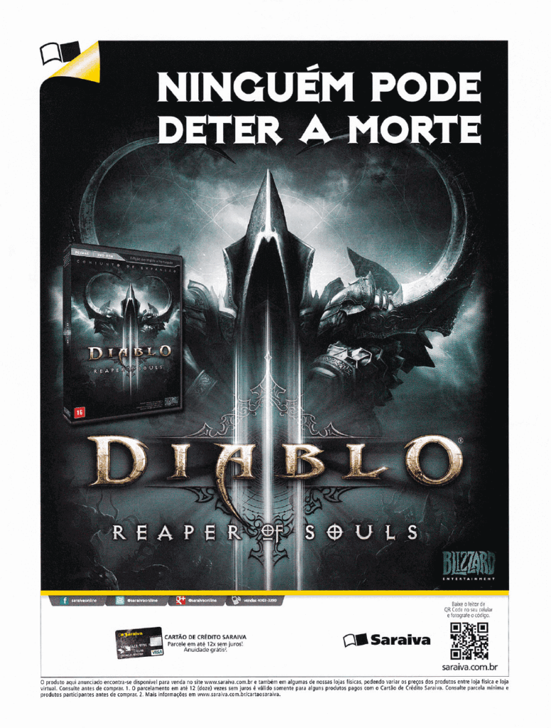 Propaganda Diablo III Reaper of Souls (Saraiva) - EGW 151 - 2014