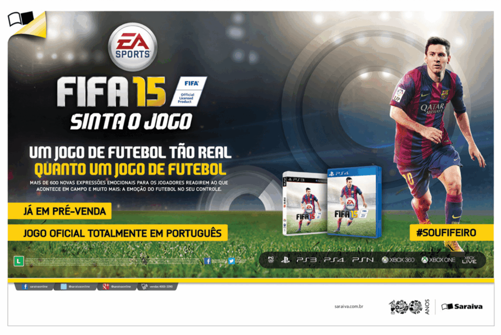Propaganda FIFA 15 (Saraiva) - Revista PlayStation 195 - 2014