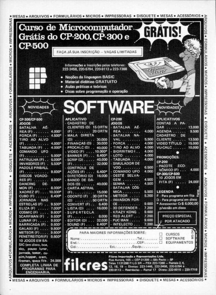 Propaganda Filcres - Micro Sistemas 24 - 1983