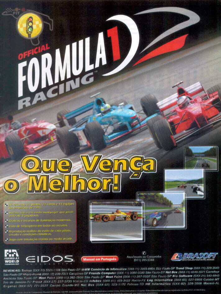 Propaganda Formula 1 Racing - Senha PC 07 - 1999