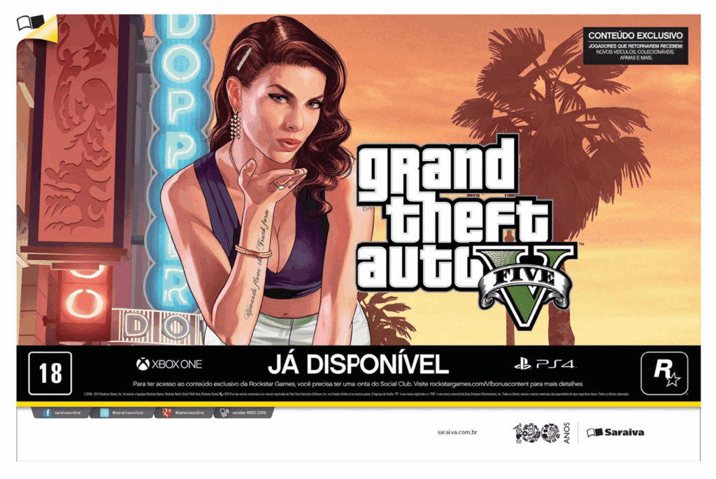 Propaganda GTA 5 (Saraiva) - Revista PlayStation 199 - 2014