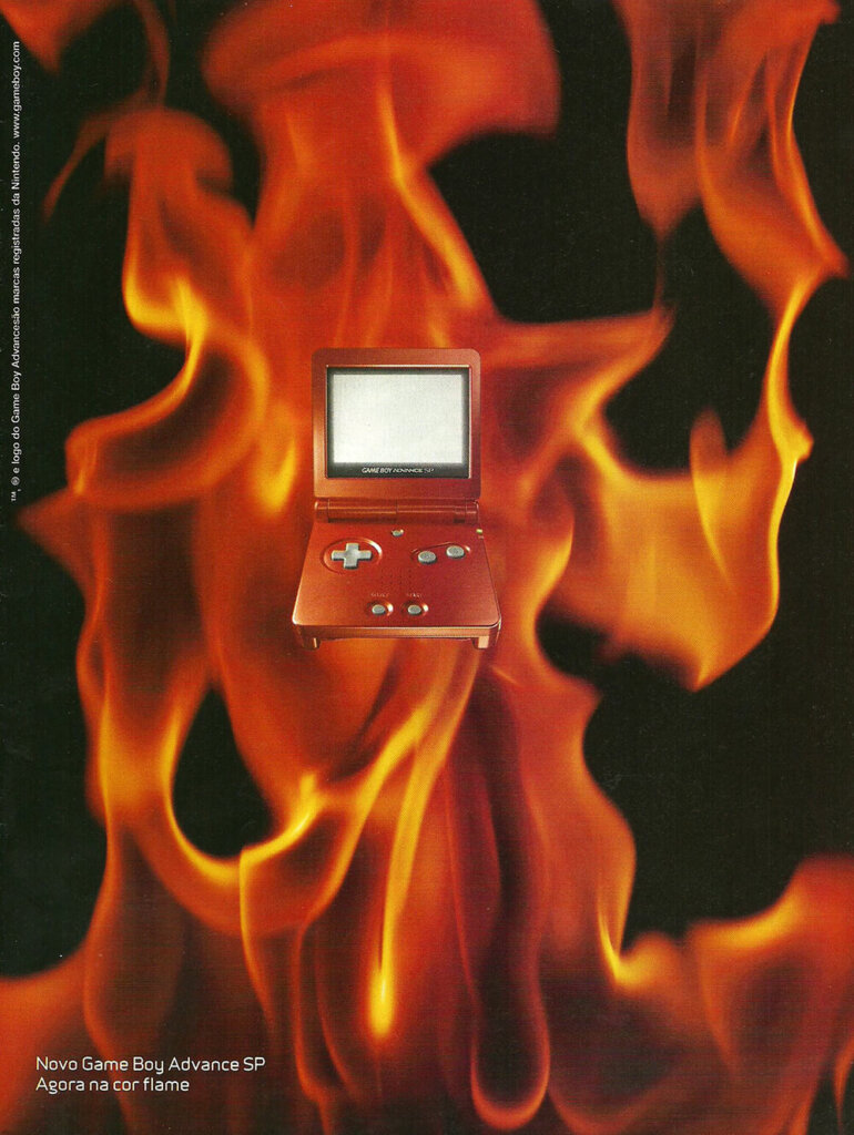 Propaganda Game Boy Advance SP (Cor Flame) - Nintendo World 61 - 2003