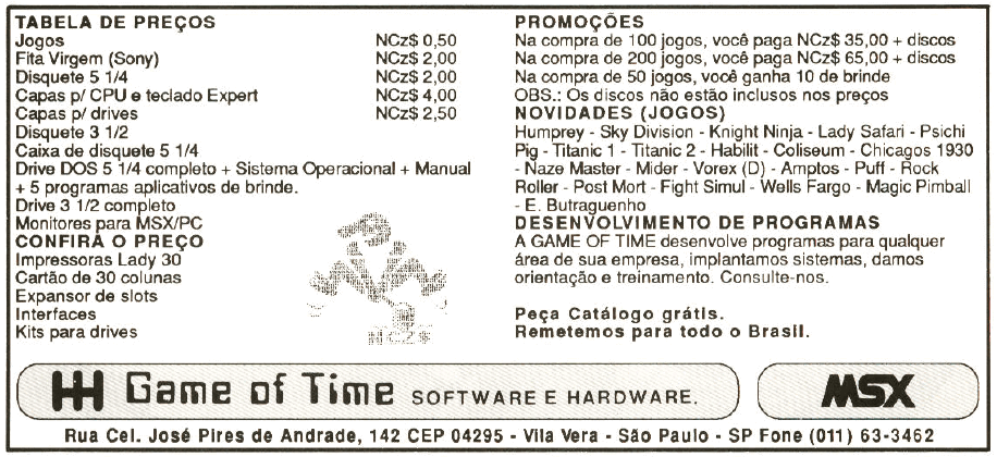 Propaganda Game of Time - MSX Micro 20 - 1989