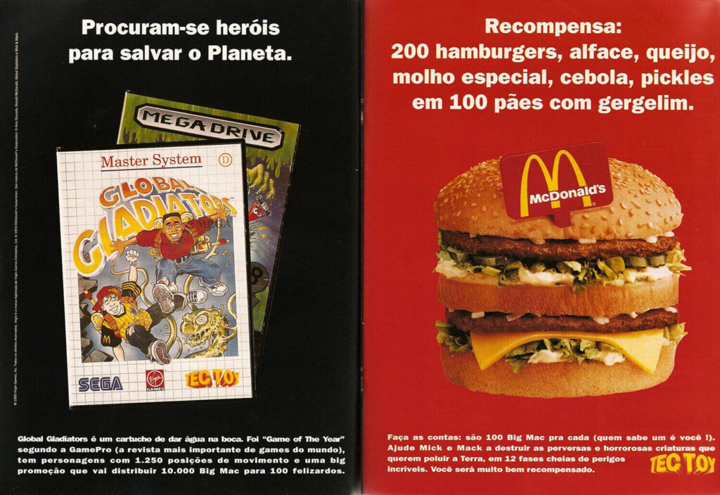 Propaganda Global Gladiators - McDonalds - Ação Games 42 - 1993