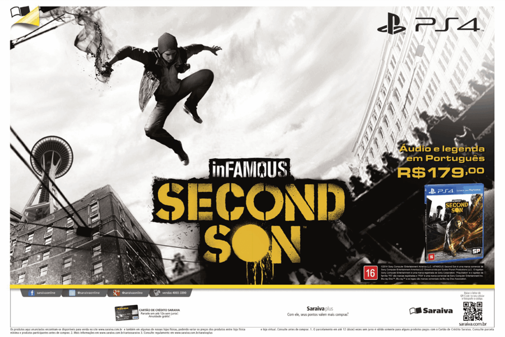 Propaganda Infamous Second Son - Saraiva - Revista PlayStation 190 - 2014