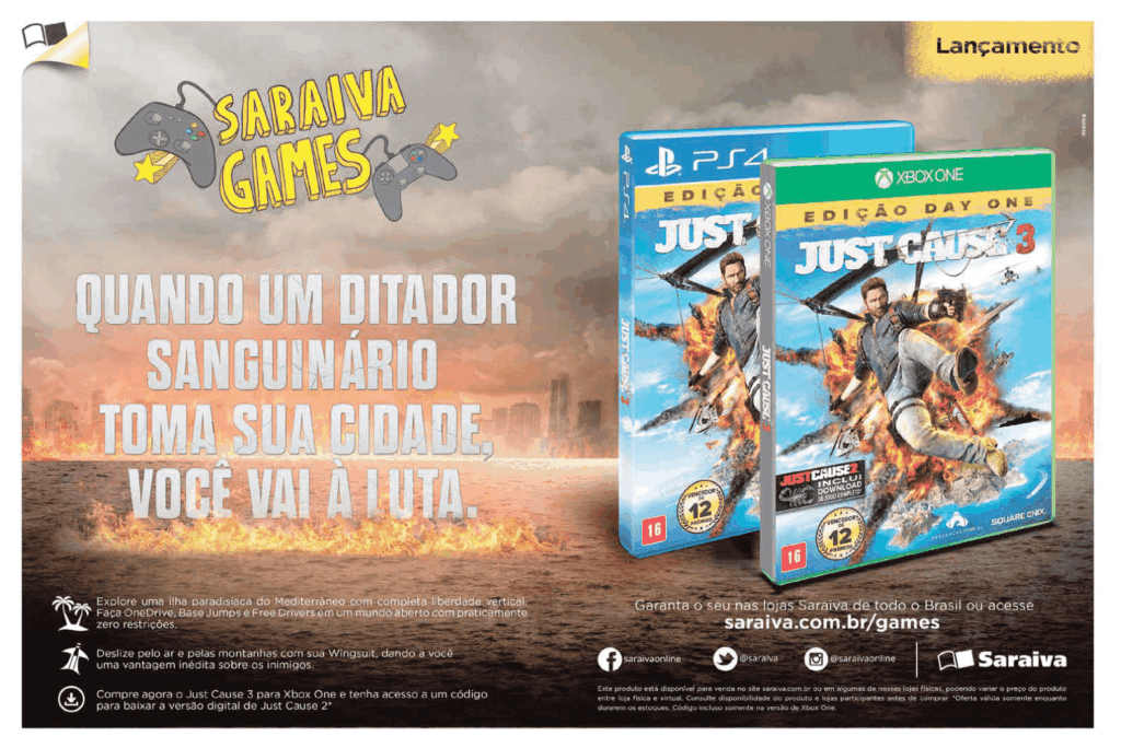 Propaganda Just Cause 3 (Saraiva) - EGW 169 - 2016