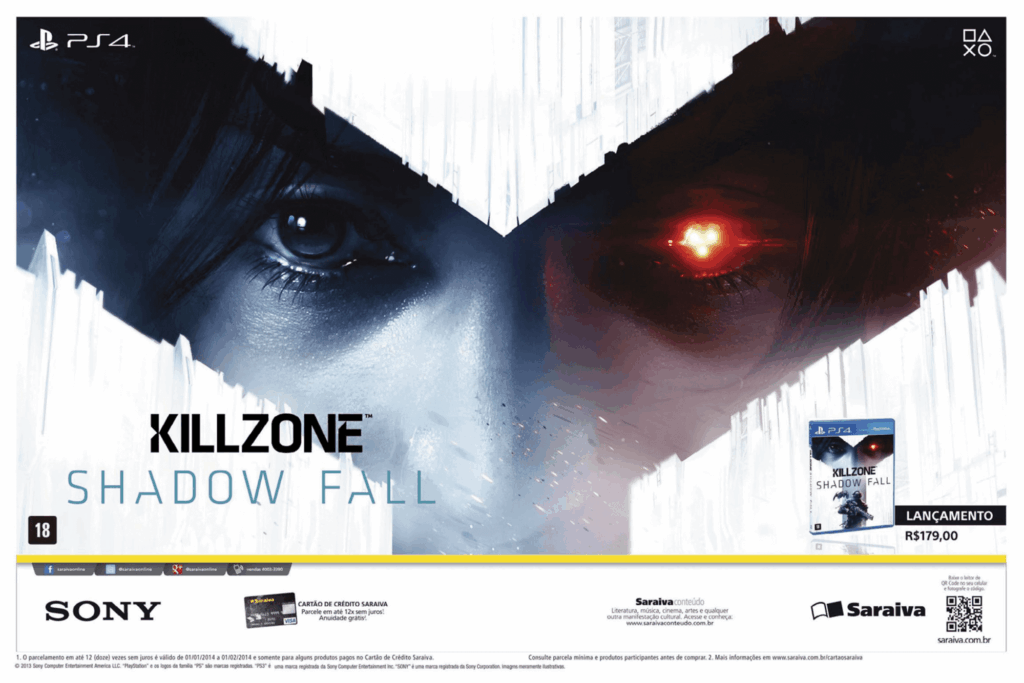 Propaganda Killzone Shadow Fall - Saraiva - Revista PlayStation 186 - 2014