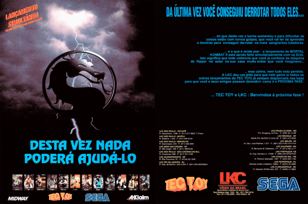 Propaganda Lançamento Mortal Kombat 2 (LKC) - VideoGame 42 - 1994