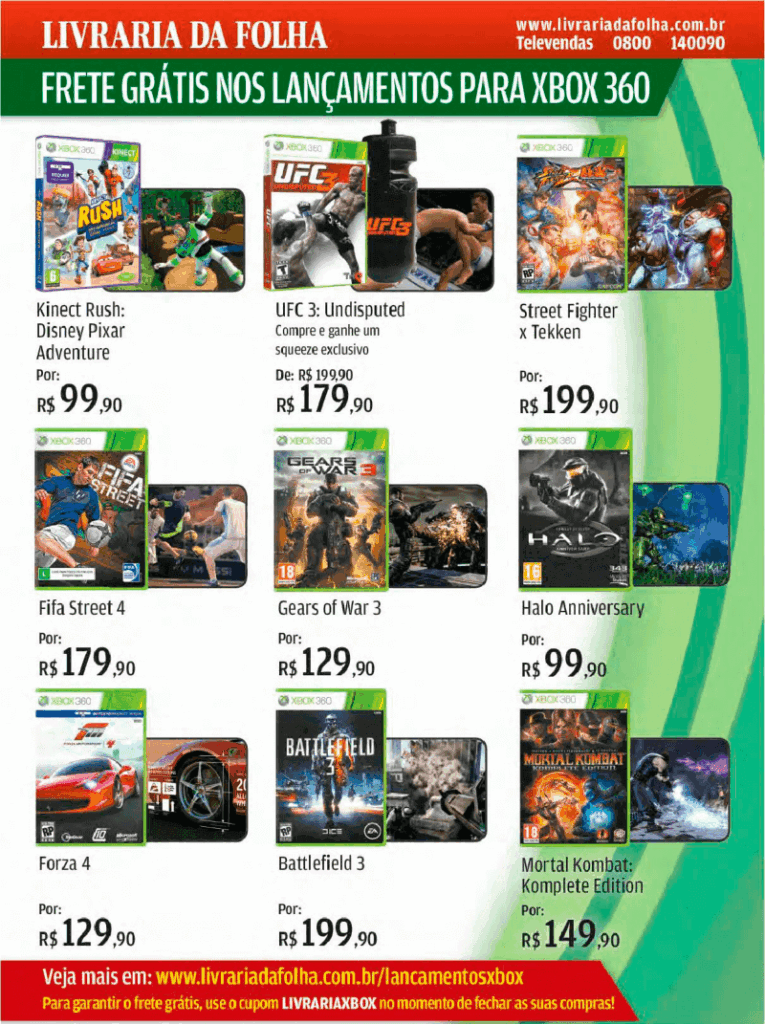 Propaganda Livraria da Folha - Xbox 360 67 - 2012