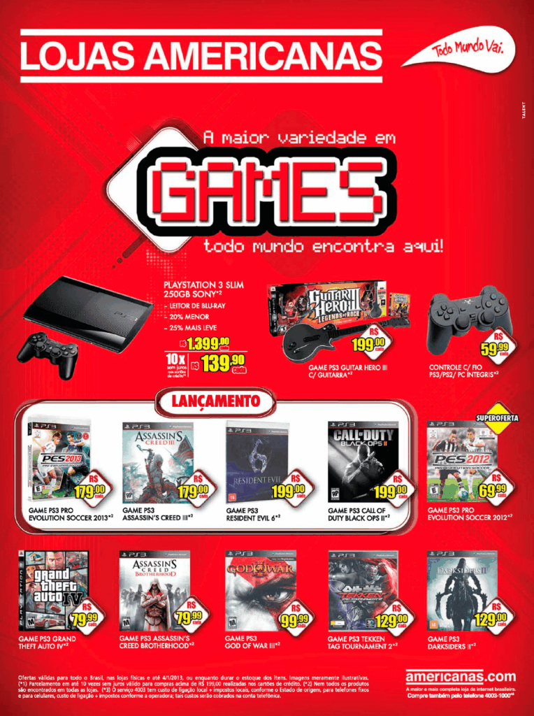 Propaganda Lojas Americanas - Revista PlayStation 169 - 2012