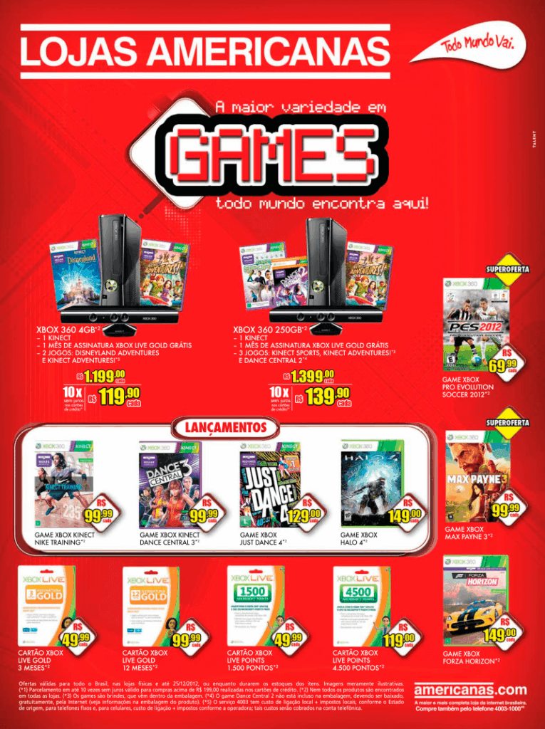 Propaganda Lojas Americanas - Xbox 360 74 - 2012