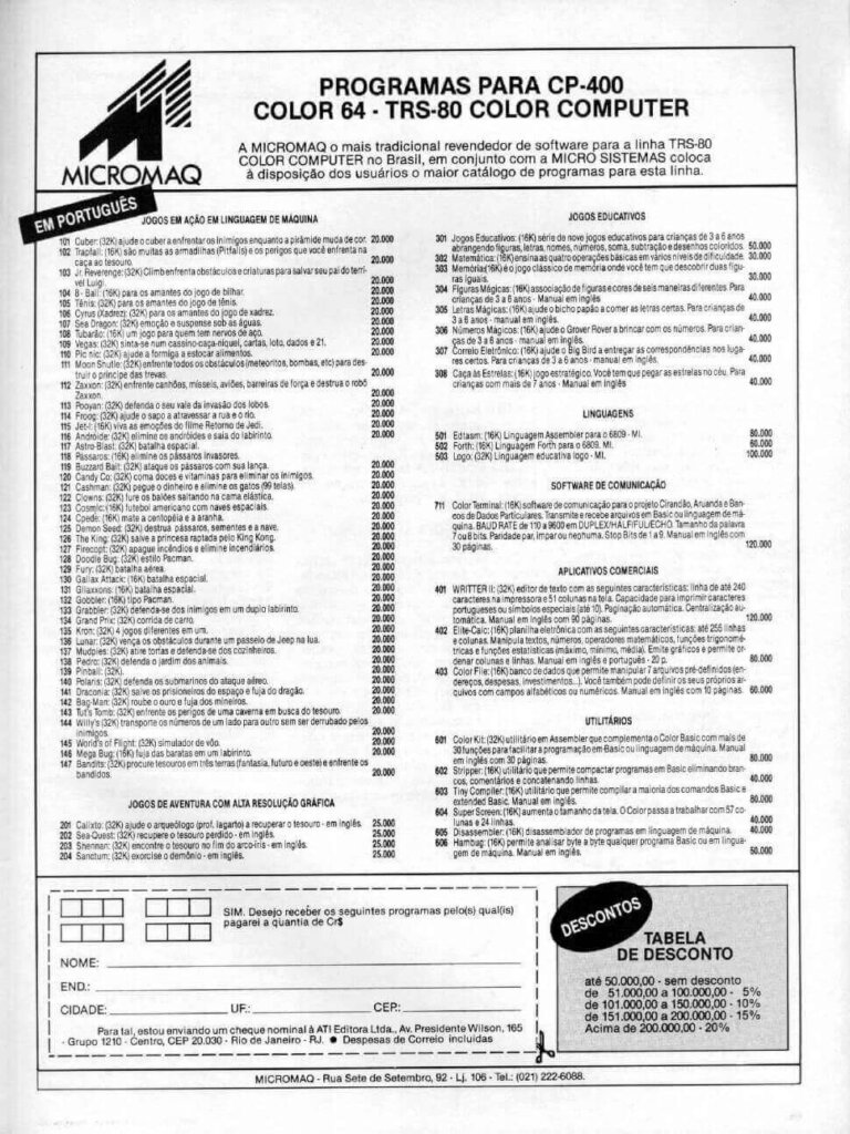 Propaganda MICROMAQ - Micro Sistemas 42 - 1985