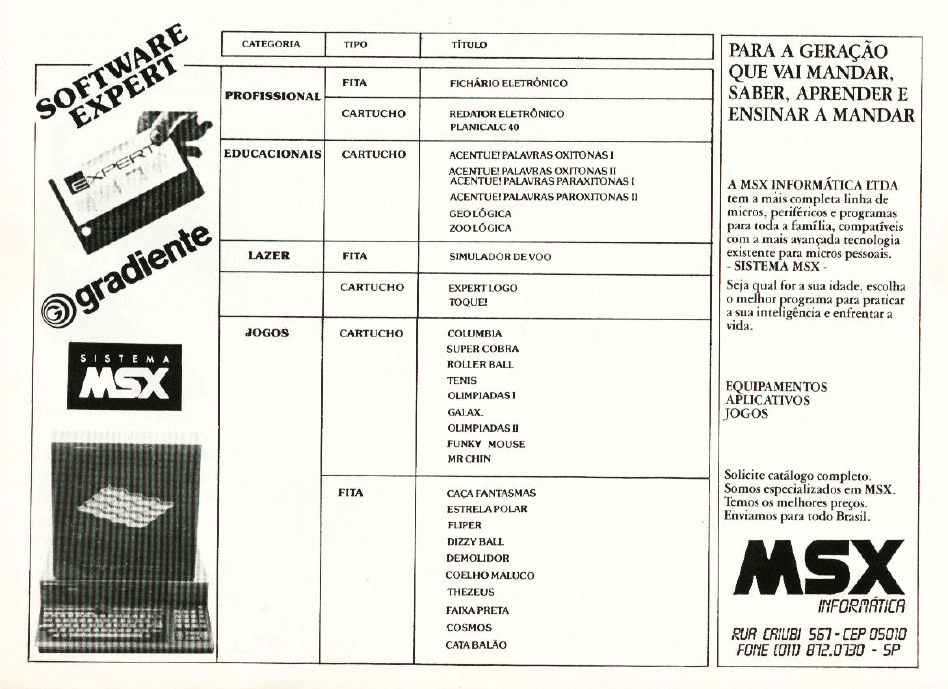 Propaganda MSX Informática - MSX Micro 02 - 1986
