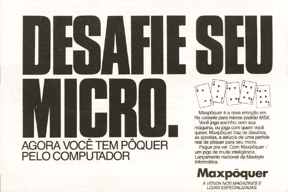 Propaganda Maxpôquer - MSX Micro 06 - 1986