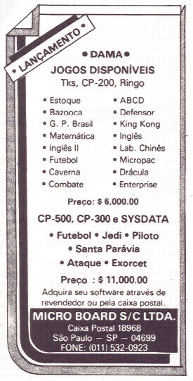 Propaganda Micro Board - Micro Mundo 19 - 1984