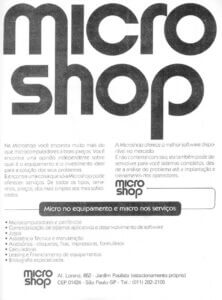Propaganda Microshop - Micro Sistemas 13 - 1982