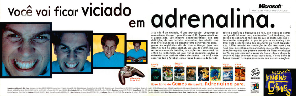 Propaganda Microsoft Knows Games - Ação Games 110 - 1996