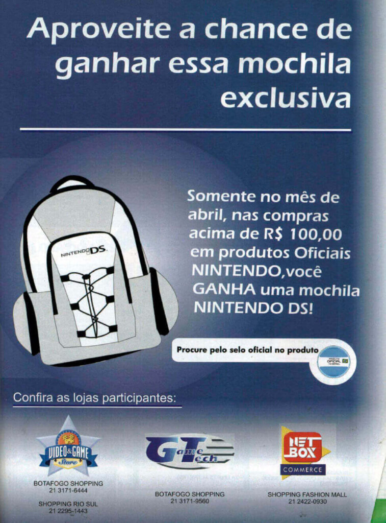 Propaganda Mochila Nintendo DS - NGamer Brasil 22 - 2009