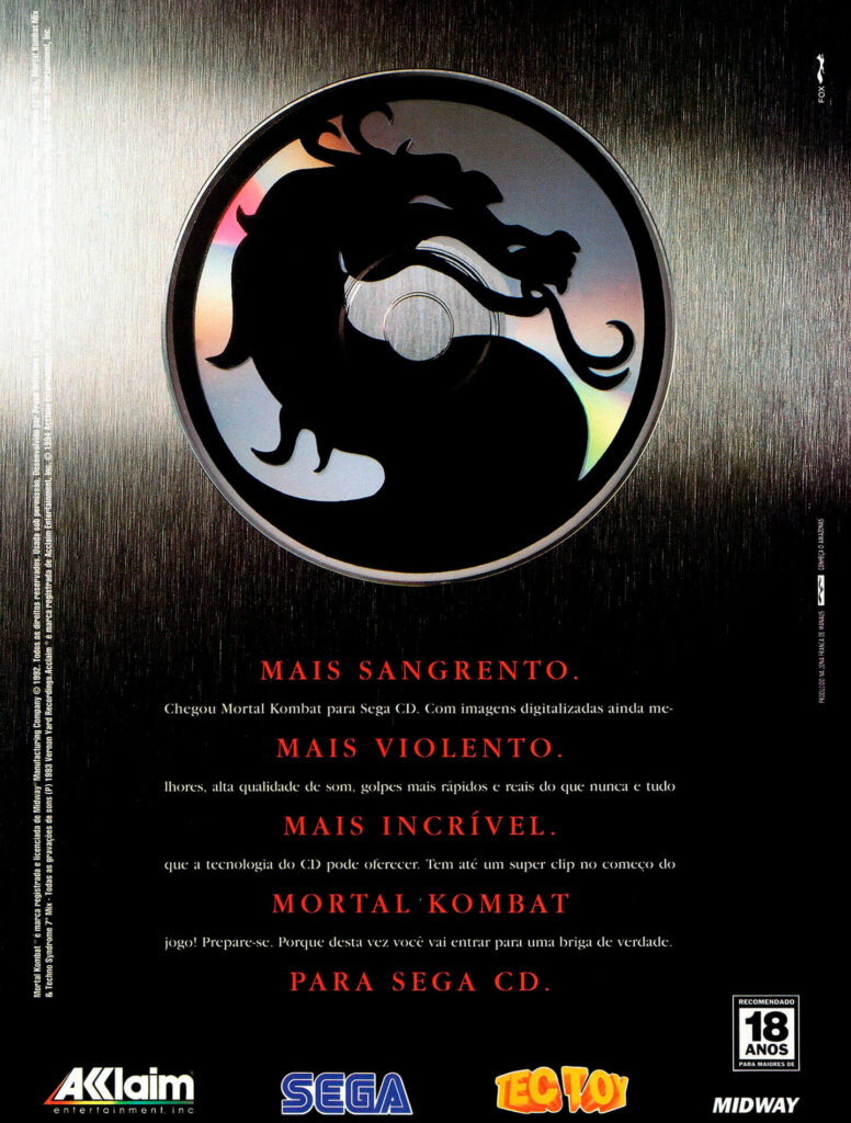 Propaganda Mortal Kombat (Sega CD) - VideoGame 40 - 1994