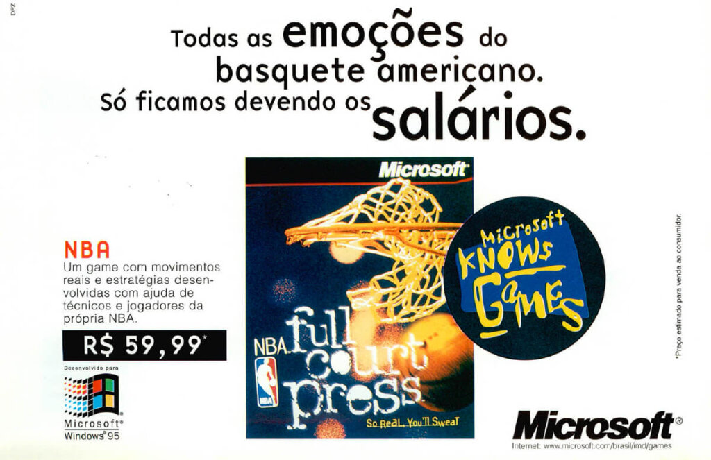 Propaganda NBA Full Court Press - Ação Games 110 - 1996