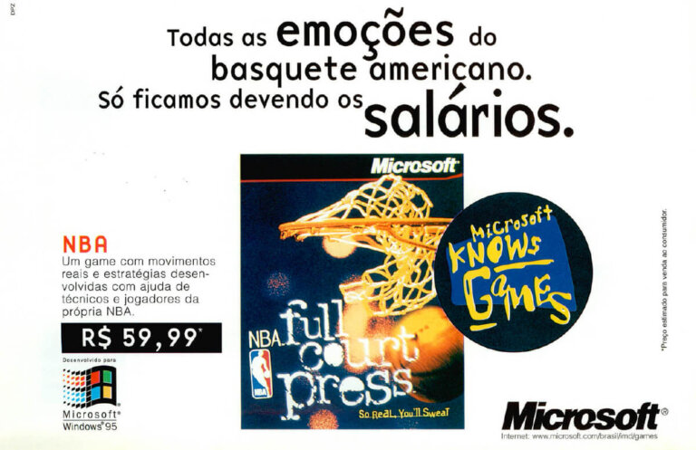 Propaganda NBA Full Court Press - Ação Games 110 - 1996