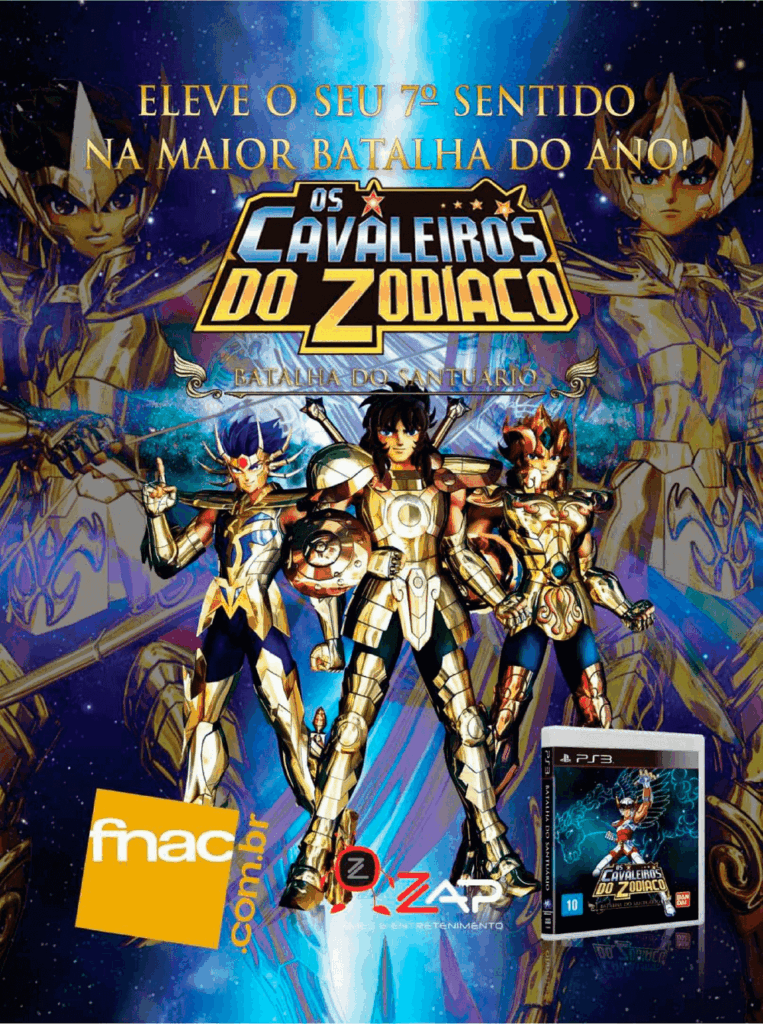 Propaganda Os Cavaleiros do Zodíaco Batalha do Santuário Fnac - Revista PlayStation 163 - 2012