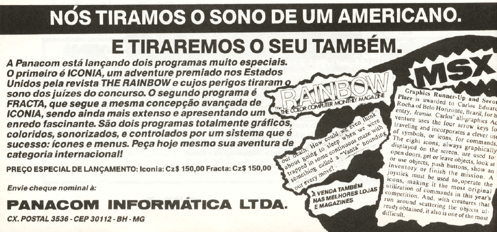 Propaganda Panacom - MSX Micro 09 - 1987
