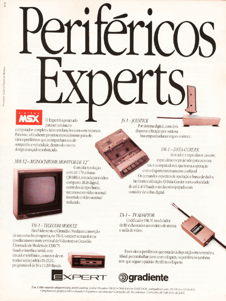 Propaganda Periféricos Experts - MSX Micro 01 - 1985
