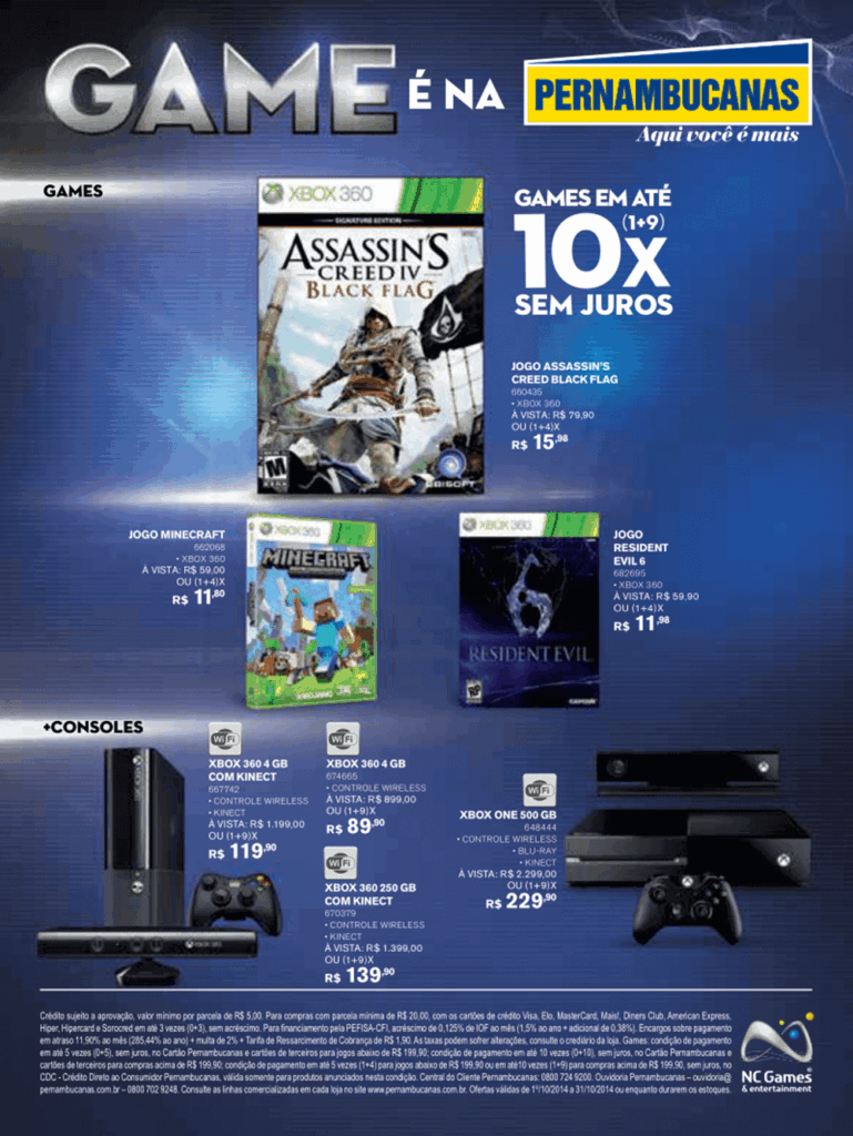 Propaganda Pernambucanas - Revista Oficial Xbox 98 - 2014