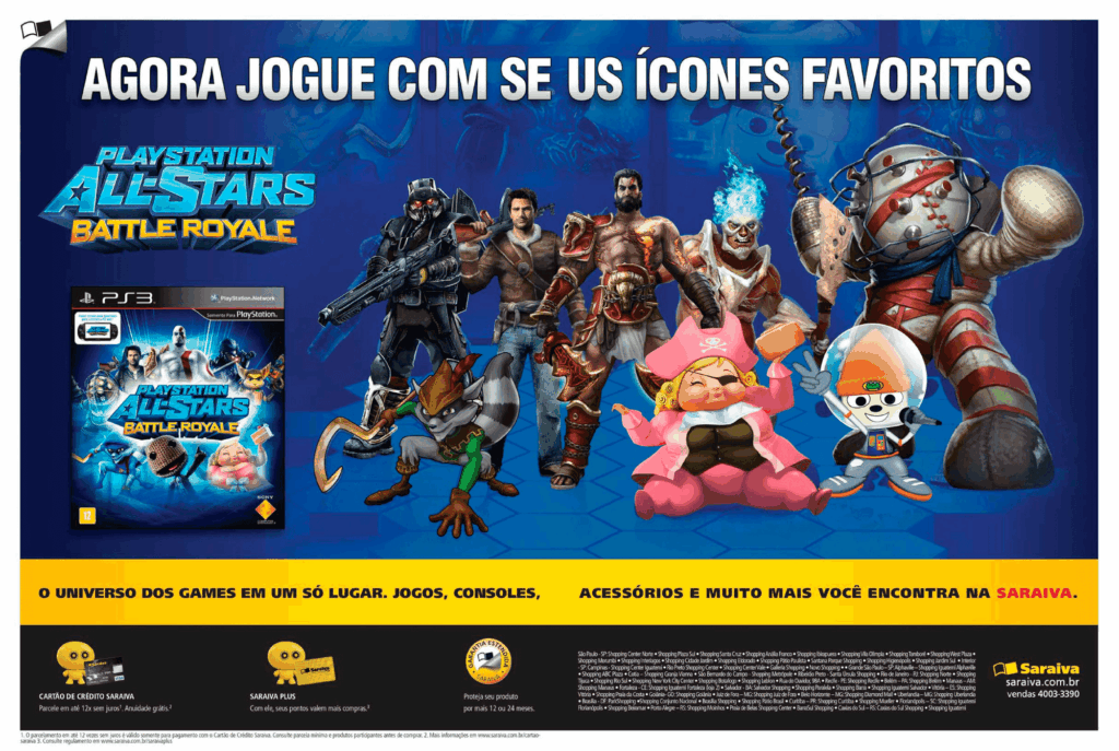 Propaganda PlayStation All-Stars Battle Royale (Saraiva) - Revista PlayStation 169 - 2012