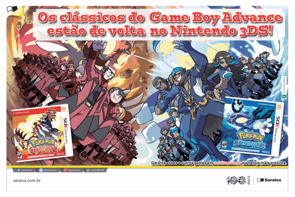 Propaganda Pokémon Omega Ruby & Alpha Sapphire - Saraiva - Nintendo World 188 - 2015