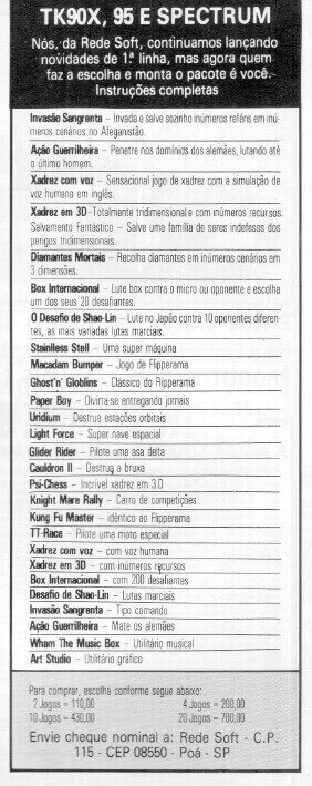 Propaganda Rede Soft - Micro Sistemas 65 - 1987