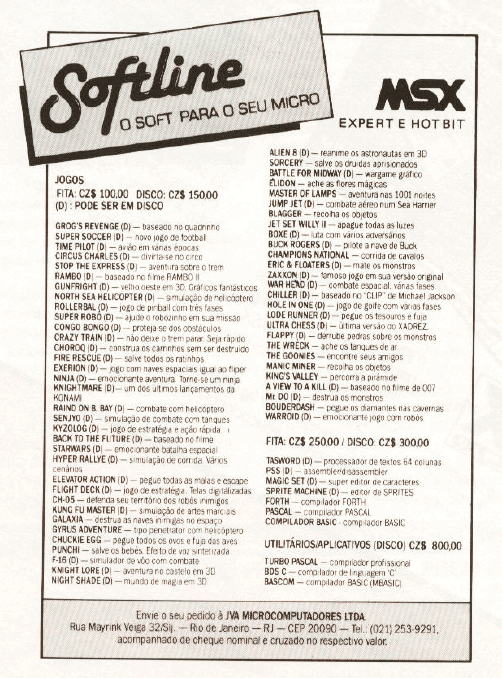 Propaganda Softline - MSX Micro 07 - 1986