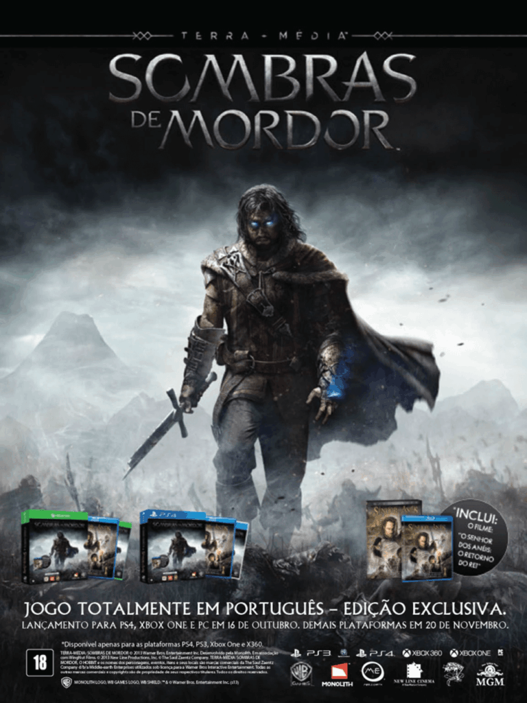 Propaganda Sombras de Mordor - PlayStation 196 - 2014
