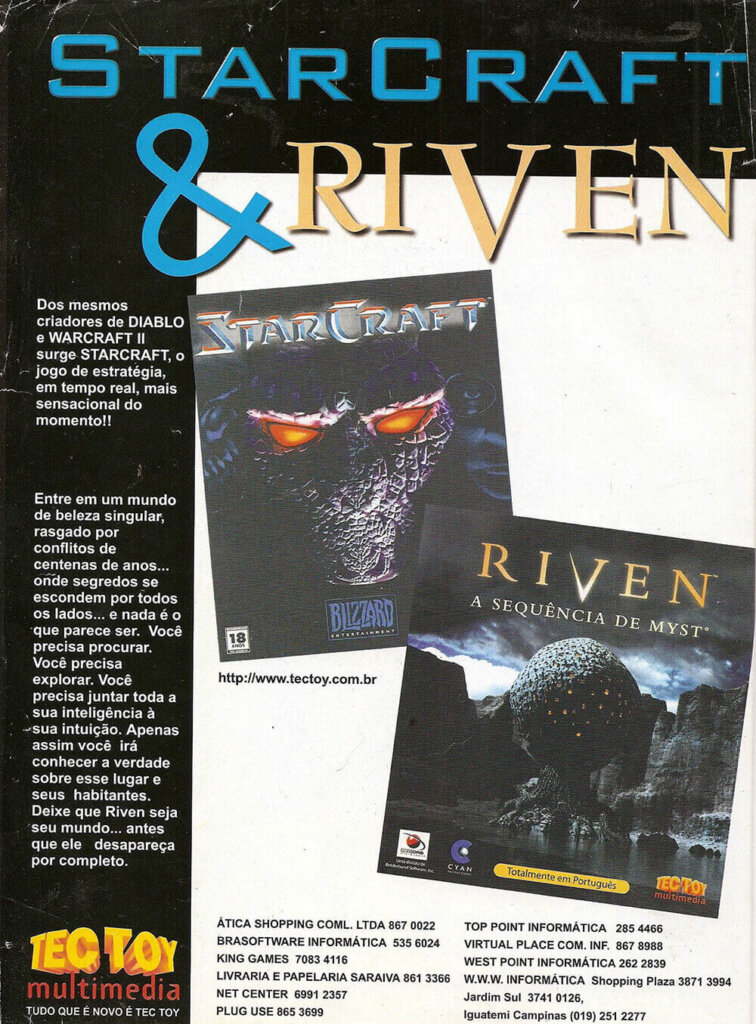 Propaganda Starcraft e Riven - Gamers 32 - 1998