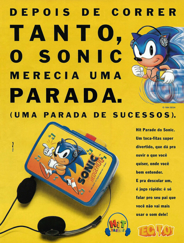 Propaganda Toca Fitas Sonic - Ação Games 67 - 1994