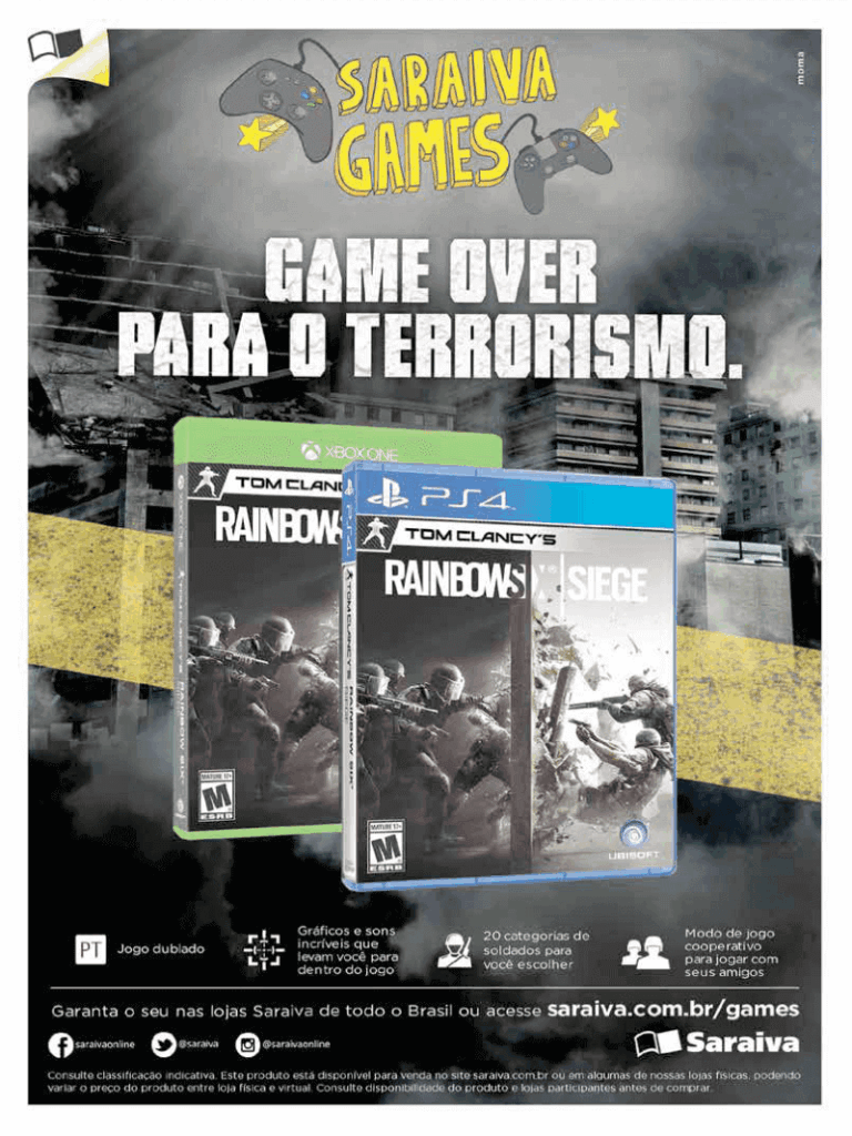 Propaganda Tom Clancy's Rainbow Six Siege (Saraiva) - EGW 169 - 2016
